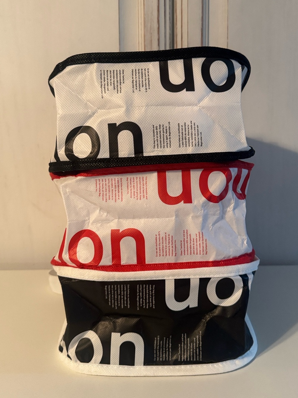 Lululemon 3 piece Reusable shopping  Bags - White, Red, Black - Picture 3 of 6